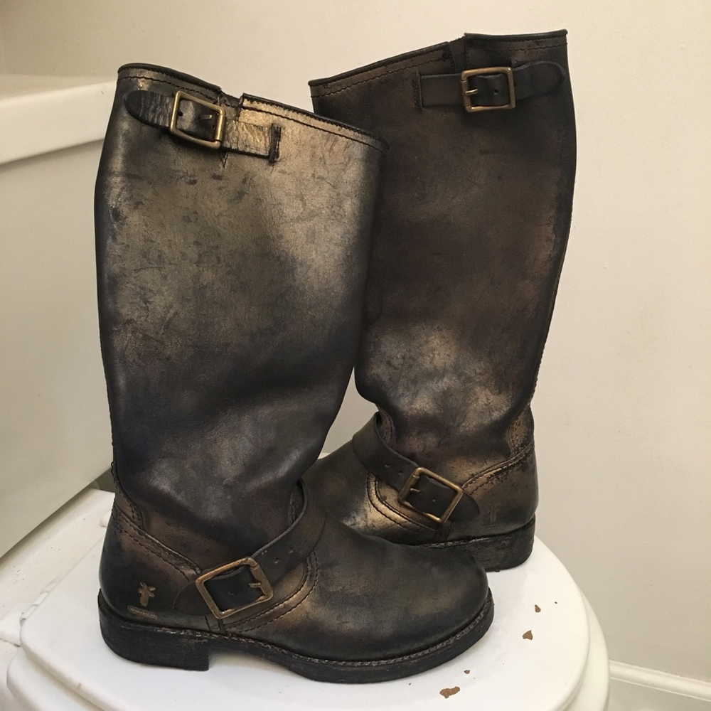 Frye X Coach metallic boots MISMATCHED. Sz 6 & 6.5